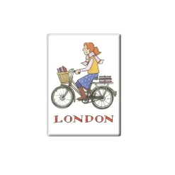 Cycling Student Girl London Fridge Magnet