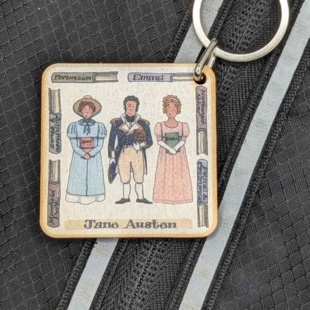 Jane Austen Wooden Keyring